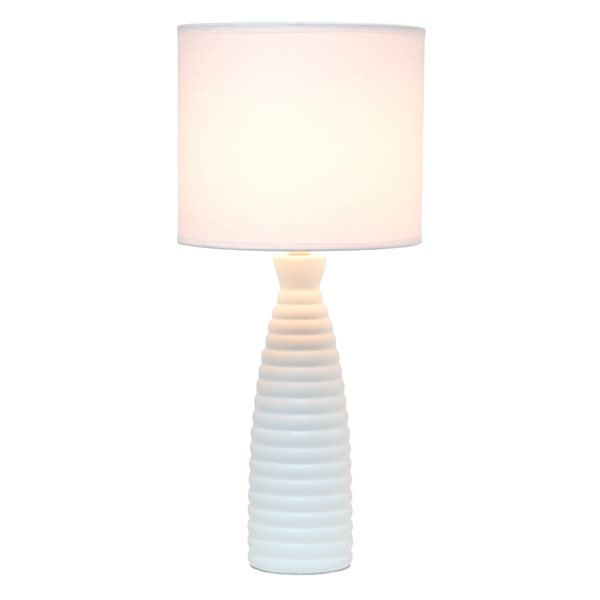 Simple Designs 20.25-in Off White Incandescent In-line Standard Table Lamp with Fabric Shade (Set of 1)