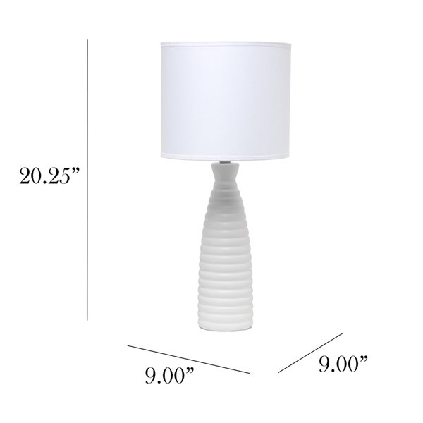 Simple Designs 20.25-in Off White Incandescent In-line Standard Table Lamp with Fabric Shade (Set of 1)