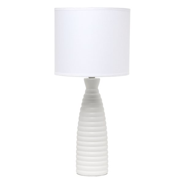 Simple Designs 20.25-in Off White Incandescent In-line Standard Table Lamp with Fabric Shade (Set of 1)