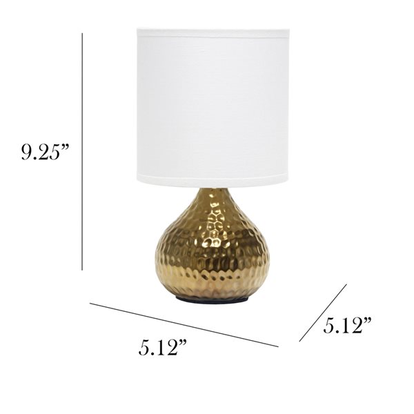 Simple Designs 9.25-in Gold Incandescent In-line Standard Table Lamp with Fabric Shade (Set of 1)