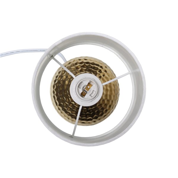 Simple Designs 9.25-in Gold Incandescent In-line Standard Table Lamp with Fabric Shade (Set of 1)