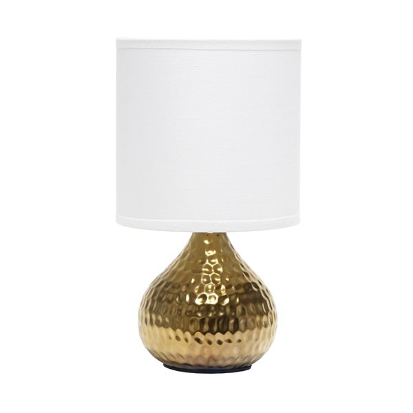 Simple Designs 9.25-in Gold Incandescent In-line Standard Table Lamp with Fabric Shade (Set of 1)