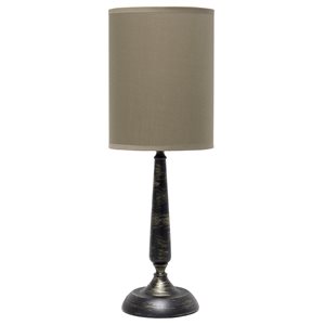 Simple Designs 22.75-in Oil Rubbed Bronze Incandescent In-line Stick Table Lamp with Fabric Shade (Set of 1)