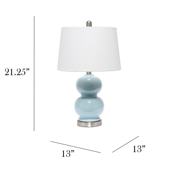 Lalia Home Classix 21.25-in Light Blue Incandescent Rotary Socket Standard Table Lamp with Fabric Shade (Set of 1)