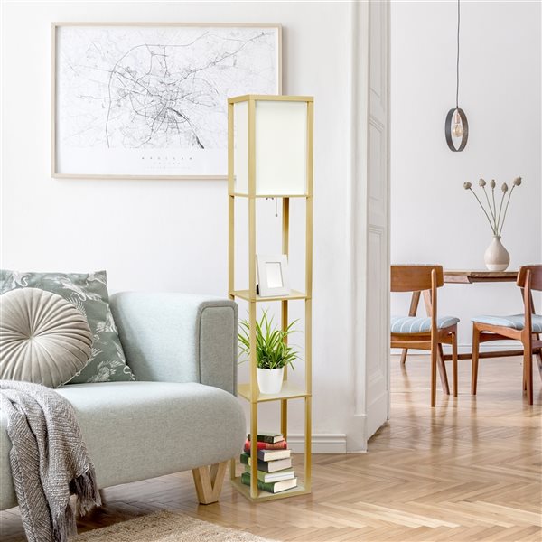Lalia Home Classix 62.75-in Tan Cube Floor Lamp