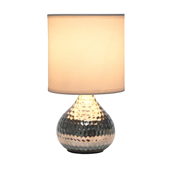 Simple Designs 9.25-in Silver Incandescent In-line Standard Table Lamp with Fabric Shade (Set of 1)