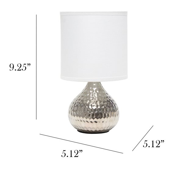 Simple Designs 9.25-in Silver Incandescent In-line Standard Table Lamp with Fabric Shade (Set of 1)