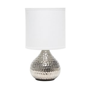 Simple Designs 9.25-in Silver Incandescent In-line Standard Table Lamp with Fabric Shade (Set of 1)