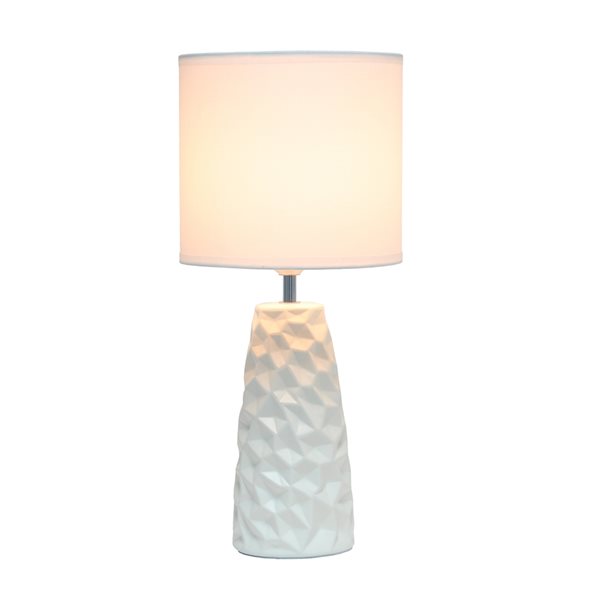 Simple Designs 17.5-in Off White Incandescent In-line Standard Table Lamp with Fabric Shade (Set of 1)