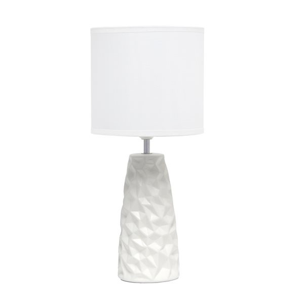 Simple Designs 17.5-in Off White Incandescent In-line Standard Table Lamp with Fabric Shade (Set of 1)