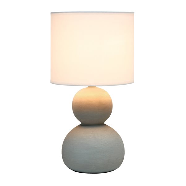 Simple Designs 15.38-in Taupe Grey Incandescent In-line Standard Table Lamp with Fabric Shade (Set of 1)