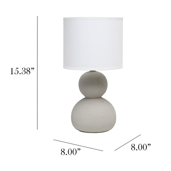 Simple Designs 15.38-in Taupe Grey Incandescent In-line Standard Table Lamp with Fabric Shade (Set of 1)