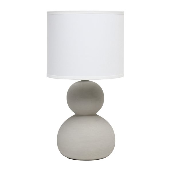 Simple Designs 15.38-in Taupe Grey Incandescent In-line Standard Table Lamp with Fabric Shade (Set of 1)