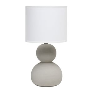 Simple Designs 15.38-in Taupe Grey Incandescent In-line Standard Table Lamp with Fabric Shade (Set of 1)