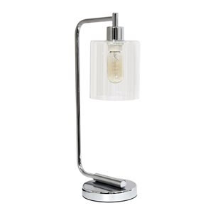 Lalia Home Modern Iron Desk Lamp with Glass Shade - Chrome
