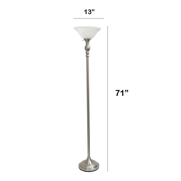 Lalia Home Classix 71-in Brushed Nickel Torchiere Floor Lamp