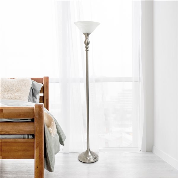 Lalia Home Classix 71-in Brushed Nickel Torchiere Floor Lamp