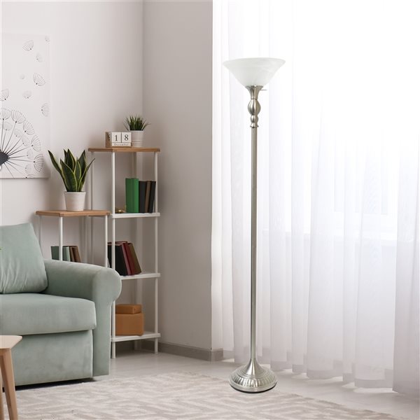 Lalia Home Classix 71-in Brushed Nickel Torchiere Floor Lamp