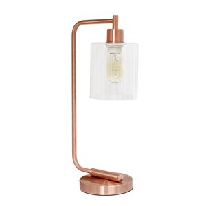 Lalia Home Modern Iron Desk Lamp with Glass Shade - Rose Gold