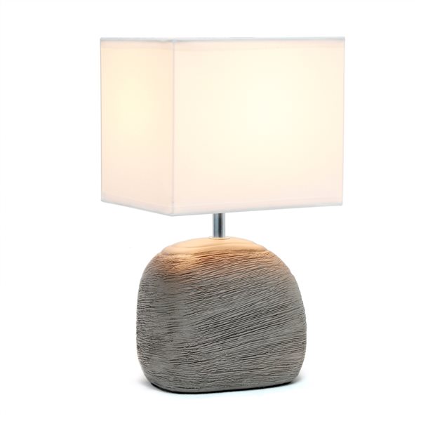 Simple Designs 12.51-in Greyish Brown Incandescent In-line Standard Table Lamp with Fabric Shade (Set of 1)