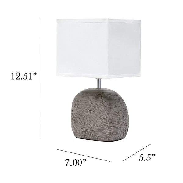 Simple Designs 12.51-in Greyish Brown Incandescent In-line Standard Table Lamp with Fabric Shade (Set of 1)