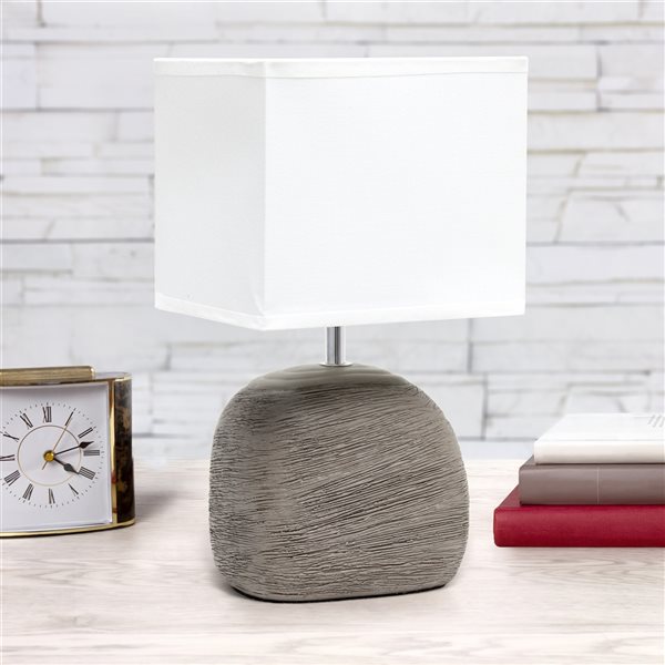 Simple Designs 12.51-in Greyish Brown Incandescent In-line Standard Table Lamp with Fabric Shade (Set of 1)