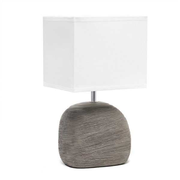 Simple Designs 12.51-in Greyish Brown Incandescent In-line Standard Table Lamp with Fabric Shade (Set of 1)