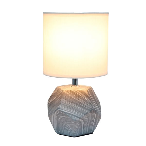 Simple Designs 10.4-in Marbled Incandescent In-line Standard Table Lamp with Fabric Shade (Set of 1)