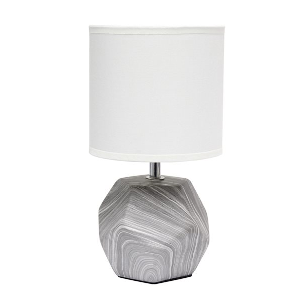 Simple Designs 10.4-in Marbled Incandescent In-line Standard Table Lamp with Fabric Shade (Set of 1)