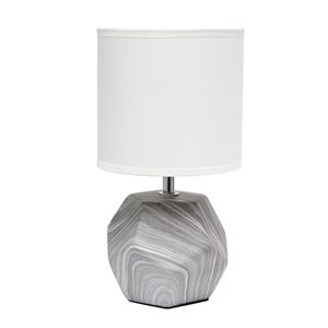 Simple Designs 10.4-in Marbled Incandescent In-line Standard Table Lamp with Fabric Shade (Set of 1)