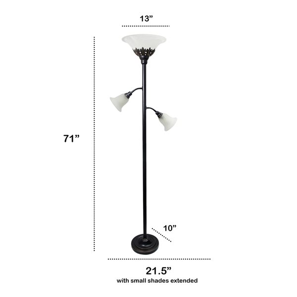 Lalia Home Classix 71-in Restoration Bronze Torchiere with Reading Light Floor Lamp