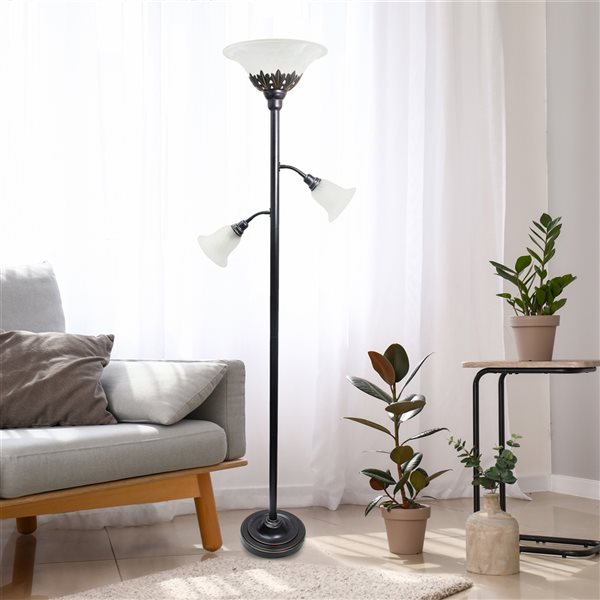 Lalia Home Classix 71-in Restoration Bronze Torchiere with Reading Light Floor Lamp