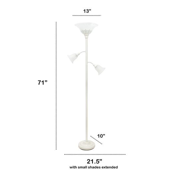 Lalia Home Classix 71-in White Torchiere with Reading Light Floor Lamp