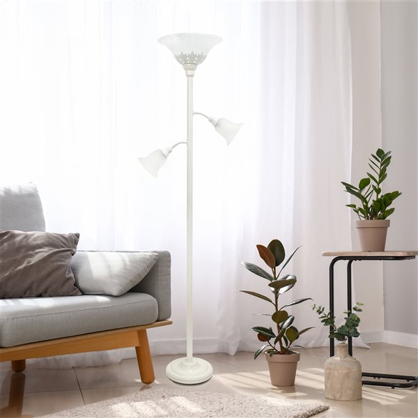 Lalia Home Classix 71-in White Torchiere with Reading Light Floor Lamp