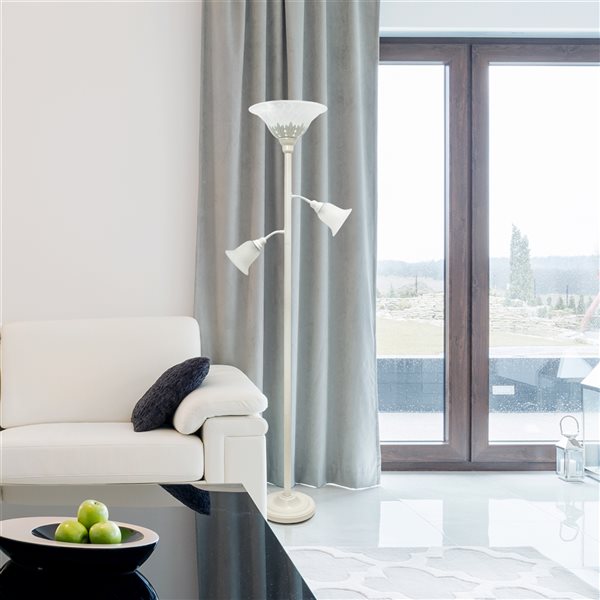 Lalia Home Classix 71-in White Torchiere with Reading Light Floor Lamp