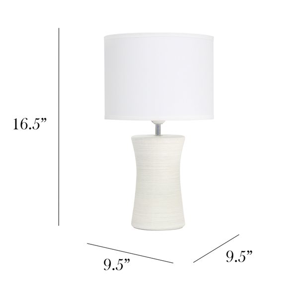 Simple Designs 16.5-in Off White Incandescent In-line Standard Table Lamp with Fabric Shade (Set of 1)