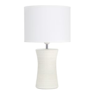 Simple Designs 16.5-in Off White Incandescent In-line Standard Table Lamp with Fabric Shade (Set of 1)