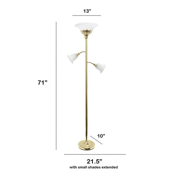 Lalia Home Classix 71-in Gold Torchiere with Reading Light Floor Lamp