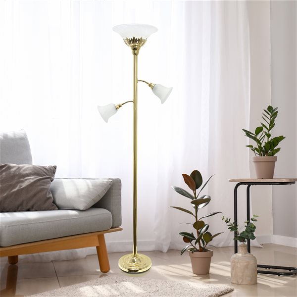 Lalia Home Classix 71-in Gold Torchiere with Reading Light Floor Lamp