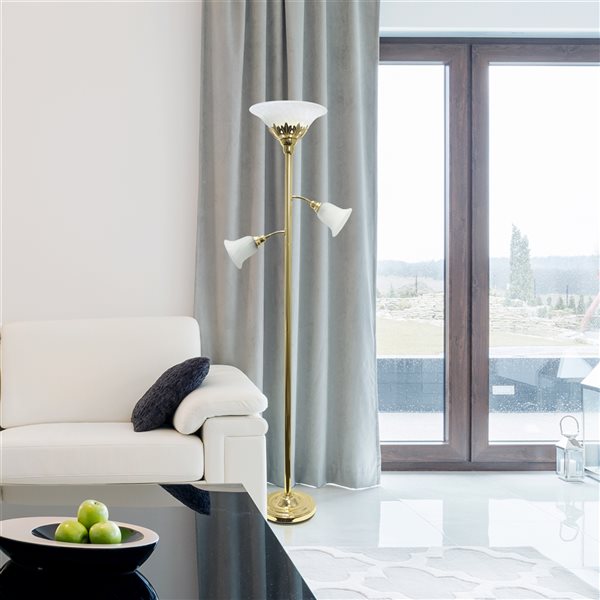 Lalia Home Classix 71-in Gold Torchiere with Reading Light Floor Lamp