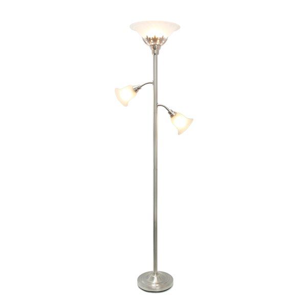 Lalia Home Classix 71-in Brushed Nickel Torchiere with Reading Light Floor Lamp