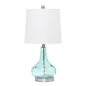 Lalia Home Classix 23.25-in Clear Blue Incandescent Rotary Socket Standard Table Lamp with Fabric Shade (Set of 1)