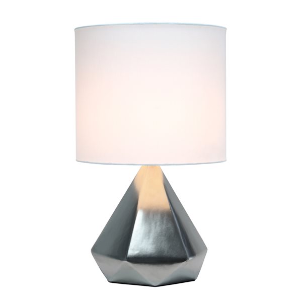 Simple Designs 19.88-in Silver Incandescent In-line Standard Table Lamp with Fabric Shade (Set of 1)