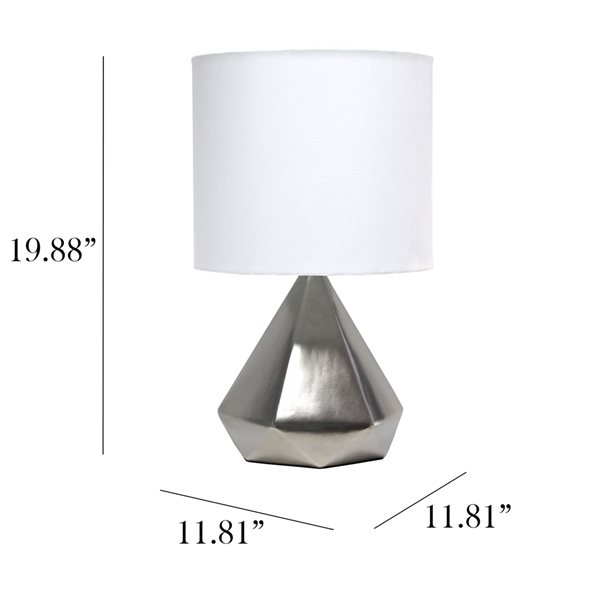 Simple Designs 19.88-in Silver Incandescent In-line Standard Table Lamp with Fabric Shade (Set of 1)