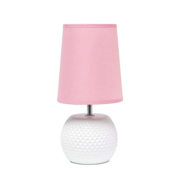 Simple Designs 11.37 in White Incandescent In line Standard Table Lamp with Fabric Shade Set of 1 LT2084 PNK RONA
