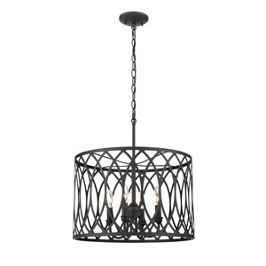 Millennium Lighting Arelyn Matte Black Traditional 4-Light Pendant Light