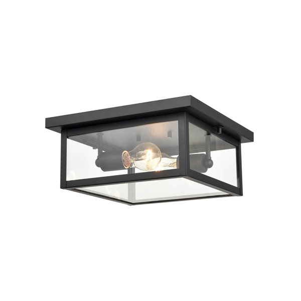 Millennium Lighting Evanton 12-in Powder Coat Black 2-Light Outdoor Flush Mount Light