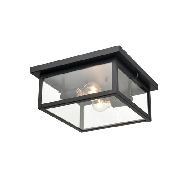 Millennium Lighting Evanton 12-in Powder Coat Black 2-Light Outdoor Flush Mount Light