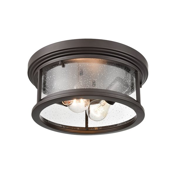Millennium Lighting Bresley 12-in Powder Coat Bronze Outdoor 2-Light Flush Mount Light