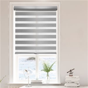 Lumi Home Furnishings 29-in x 72-in Grey Blackout Cordless Indoor Zebra Roller Shade